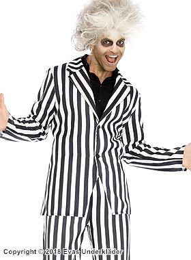 Beetlejuice, kostymetopp og -bukser, loddrette striper